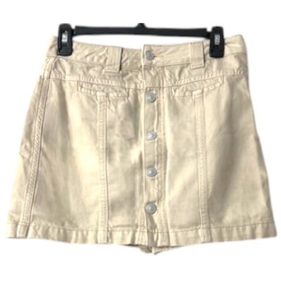 Free People We The‎ Free Midnight Sun Khaki Button Front Mini Skort Size 27 - Picture 11 of 11